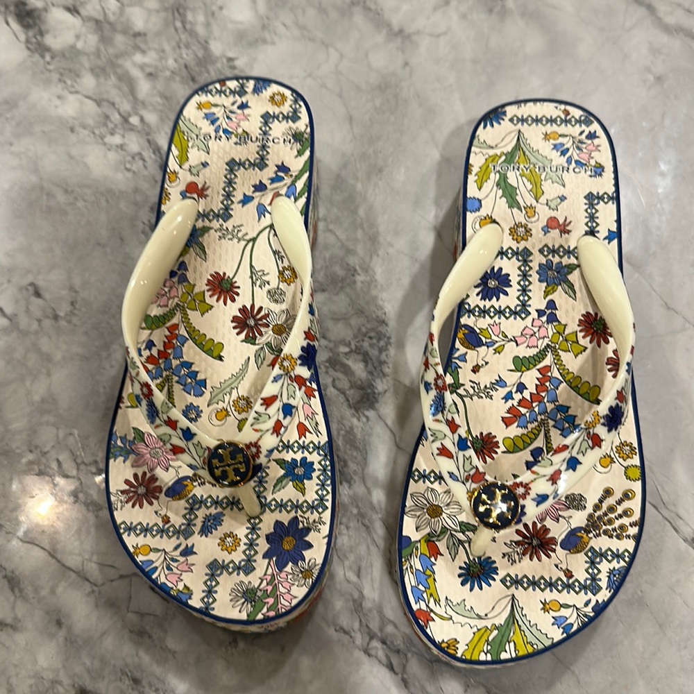 Tory Burch wedge flip flops-size 6